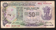 INDIA P83d 50 RUPEES 1975 Signature 82 PATEL Without Flag RARE VARIETY FINE - Inde