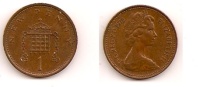 1 New Penny – Grande Bretagne – 1975 – Elizabeth II – Bronze – Etat TB – KM 915 - 1 Penny & 1 New Penny