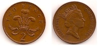 2 Pence – Grande Bretagne – 1989 – Elizabeth II – Bronze – Etat TTB – KM 936 - 2 Pence & 2 New Pence