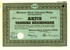 1941 Aktie Hist. Wertpapier , Meissner Blech-Industrie-Werke AG  - 1000 Eintausend Reichsmark - Industrial