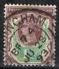 Sello 1 1/2 D Gran Bretaña 1887, Fechador BIRMINGHAM, Yvert Num 93 º - Usati
