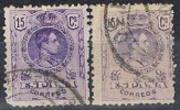 Sello 15 Cts Alfonso XIII Medallon, Variedad Color, Num 270 - 270a º - Used Stamps