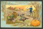 THANKSGIVING DAY , TURKEY , FARMERS , RAPHAEL TUCK , BEAUTIFUL EMBOSSED POSTCARD - Giorno Del Ringraziamento