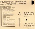 Carte De Visite , Fournitures Générales Pour L'industrie Laitière , 7 Rue J. Ferry , Poitiers - Tarjetas De Visita