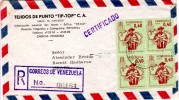 Venezuela To Israel Block Of 4 "Freedom From Hunger" Registered Cover With Letter 1964 - ACF - Aktion Gegen Den Hunger