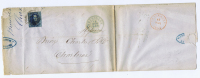 België: Vouwbrief Brussel  Naar Charleroi, 1858? - 1858-1862 Medaglioni (9/12)