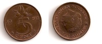 5 Cents – Pays-Bas – 1980 – Juliana – Bronze – Etat SUP – KM 181 - 1948-1980 : Juliana