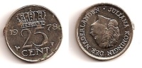 25 Cents – Pays-Bas – 1978 – Juliana – Nickel – Etat TB – KM 183 - 1948-1980 : Juliana