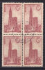 N°443 70C BRUN ROUGE CATHEDRALE DE STRASBOURG  BLOC DE 4 OBL - Used