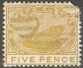 WESTERN AUSTRALIA - 1885 SWAN 5d YELLOW USED ON PAPER - Used Stamps