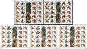 Jugoslawien – Yugoslavia 1994 Protected Animals – Birds Of Prey Sheet Of 20 Stamps + 5 Labels (5 Sets), 5 X; Mi.2647-50 - Blokken & Velletjes