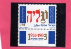 ISRAELE  1983 IMMIGRAZIONE EBREI TEDESCHI MNH  - ISRAEL ALIYA FROM GERMANY - Neufs (avec Tabs)