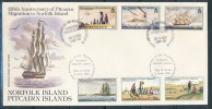 PITCAIRN ISL 125TH ANNIVERSARY OF PITCAIRN MIGRATION TO NORFOLK ISL FDC 2 DIF SETS ON ONE COVER - Pitcairn