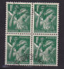 FRANCE N° 432 1F VERT TYPE IRIS BLOC DE 4 OBL - Afgestempeld