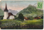 Frutigen  3374 Landschaft Mit Kirche Timbrée Boncourt 1908 Coins Arrondis - Court