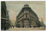 Wellington Lambton Quay And Custom House Bank Of New Zealand Tram  Universal  P. U. 1911 - Nouvelle-Zélande