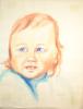 Aquarelle Signée Francine REMBAU (MATHIEU) Enfant Bébé Portrait - Aquarel