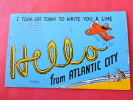 Comic- Airplane Hello From Atlantic NJ  Linen  1946 Cancel - -  Ref     459 - Atlantic City