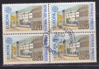 FRANCE N° 2643 3.20 BRUN JAUNE ET BLEU EUROPA BATIMENTS POSTAUX BLOC DE 4 OBL - Usati