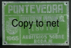 1965 ORIGINAL CHAPA De CARRETA ARBITRIOS SOBRE RODAJE PONTEVEDRA GALICIA ESPANA SPAIN - Placas De Matriculación