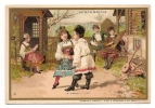 Chromo Au Bon Marché Boucicaut Paris Lith. J Minot Danse La Varsovienne Mazurca Pologne Musique Enfant Fillette A15-182 - Au Bon Marché