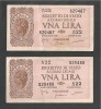 BIGLIETTO DI STATO 1 LIRA 23-11-1944 DUE BANCONOTE NUMERI CONSECUTIVI - Regno D'Italia – 1 Lire