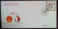 PFTN.WJ2012-10 CHINA-MALTA DIPLOMATIC COMM.COVER - Covers & Documents