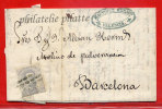 ESPAGNE LETTRE DE 1872 DE VALENCE POUR BARCELONE - Lettres & Documents