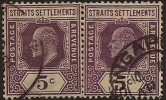 STRAITS SETTLEMENTS 1904 5c KEVII (2) SG 130 U WW118 - Straits Settlements