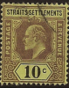 STRAITS SETTLEMENTS 1902 10c KEVII SG 115 U WW135 - Straits Settlements