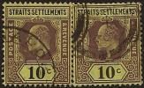 STRAITS SETTLEMENTS 1904 10c KEVII SG 132 U WW122 - Straits Settlements