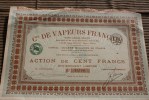 Navigation Compagnie De Vapeur Français Titre Scriptophilie :action 100 Fr Porteur Siège à Paris -25 Avril 1919 Bordeaux - Transportmiddelen