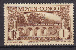 Moyen-Congo 1933 Mi. 67    1 C Gebäude Viadukt Von Mindouli MH* - Ongebruikt