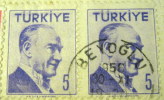 Turkey 1956 Kemel Ataturk 5k Pair - Used - Gebruikt