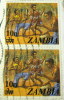 Zambia 1979 National Dancing Troupe 3n Overstamped 10n Pair - Used - Zambia (1965-...)