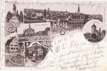 Bretten Kraichgau Braun Litho Markt Rathaus Melanchthon Hundle 24.12.1898 Gelaufen - Bretten