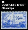 CV:€42.00 Niue 1999 Ships Australia 99 70c. Sheets:50 Stamps [COMPLETE FULL SHEET]   [feuilles, GanzeBogen,hojas] - Niue