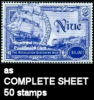 CV:€75.00 Niue 1999 Ships Australia 99 $1.00. Sheets:50 Stamps [COMPLETE FULL SHEET]   [feuilles, GanzeBogen,hojas] - Niue