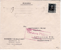 ESPAGNE - 1938 - ENVELOPPE Par AVION Avec CENSURE ESPAGNOLE De SAN SEBASTIAN Pour LEIPZIG - PA SEUL SUR LETTRE - Storia Postale