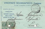 CATANIA / LICATA - Card_ Cartolina Pubbl. 14.7.1914 - "Vincenzo Scannapiego "  - Cent. 5 X 2 - Reklame