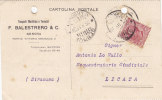 GENOVA / LICATA - Card _Cartolina Pubbl. 26.3.1915 "F. Balestrero & C." - Lire 2  Isolato - Publicité