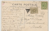 BELGIQUE - 1908 CPA From PARIS - Versailles Les Grandes Eaux To Bruxelles - BELGIQUE Stamp With Timbre Taxe Yvert # 28 - Lettres & Documents