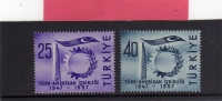 TURCHIA - TURKÍA - TURKEY 1957  COLLABORAZIONE TURCO - AMERICANA TURKISH - AMERICAN COLLABORATION SERIE COMPLETA MNH - Unused Stamps