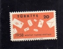 TURCHIA - TURKÍA - TURKEY 1958 GIORNATA DEL FRANCOBOLLO - STAMP DAY MNH - Ongebruikt