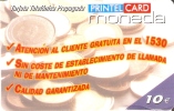 TARJETA DE ESPAÑA DE PRINTELCARD CON UNAS MONEDAS  (MONEDA-COIN) (marcas De Doblez) - Francobolli & Monete