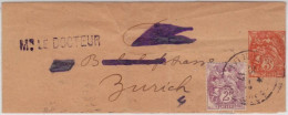 1917 - RARE BANDE JOURNAL Au TYPE BLANC Avec COMPLEMENT  Pour ZÜRICH (SUISSE) - Striscie Per Giornali