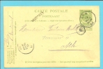 Entier Met Cirkelstempel ATH Met Naamstempel (griffe D'origine) VAUDIGNIES - Linear Postmarks