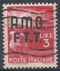 1947-48 TRIESTE A USATO DEMOCRATICA 3 LIRE - RR10096-3 - Afgestempeld