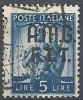 1947-48 TRIESTE A USATO DEMOCRATICA 5 LIRE - RR10097-2 - Afgestempeld