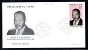 Tchad A 058 Fdc Pasteur Martin Luther King , âpotre De La Paix Et De La Non Violence , USA , Lutte Contre Le Racisme - Martin Luther King